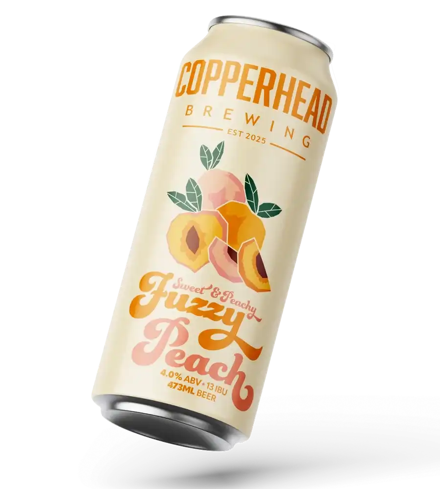 Fuzzy Peach Sour - a sweet locally brewed fruit sour from Copperhead Brewing Co. in Regina SK, stocked at select local retailers